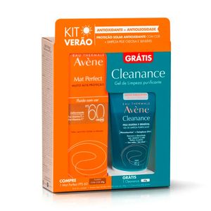 Kit Protetor Solar Avène Mat Perfect Fluido Com Cor FPS60 40g + Gel De Limpeza Purificante Cleanance 40g