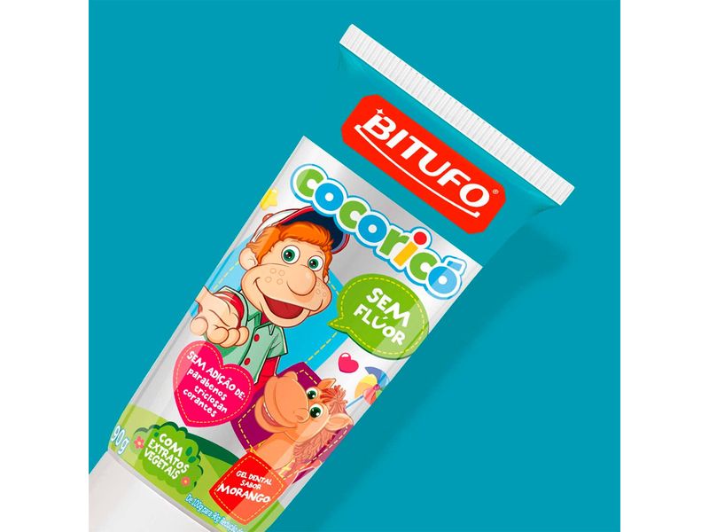 Gel-Dental-Bitufo-Cocorico-Sem-Fluor-Sabor-Morango-90g