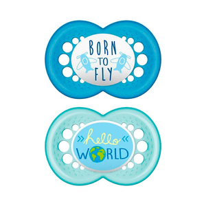 Chupeta MAM Sayings +6 Meses Cor Azul 2 Unidades