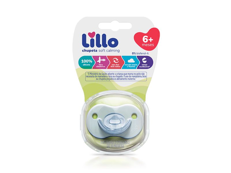 Chupeta-Lillo-Calming-Bico-Simetrico-6--Meses-Azul-1-Unidade