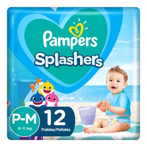 Fraldas Pampers Splashers Baby Shark P-M 12 Unidades