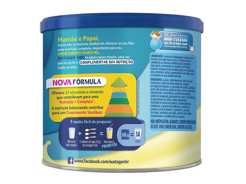 Kit-Complemento-Alimentar-Sustagen-Kids-Sabor-Baunilha-2-Unidades-com-380g-Cada