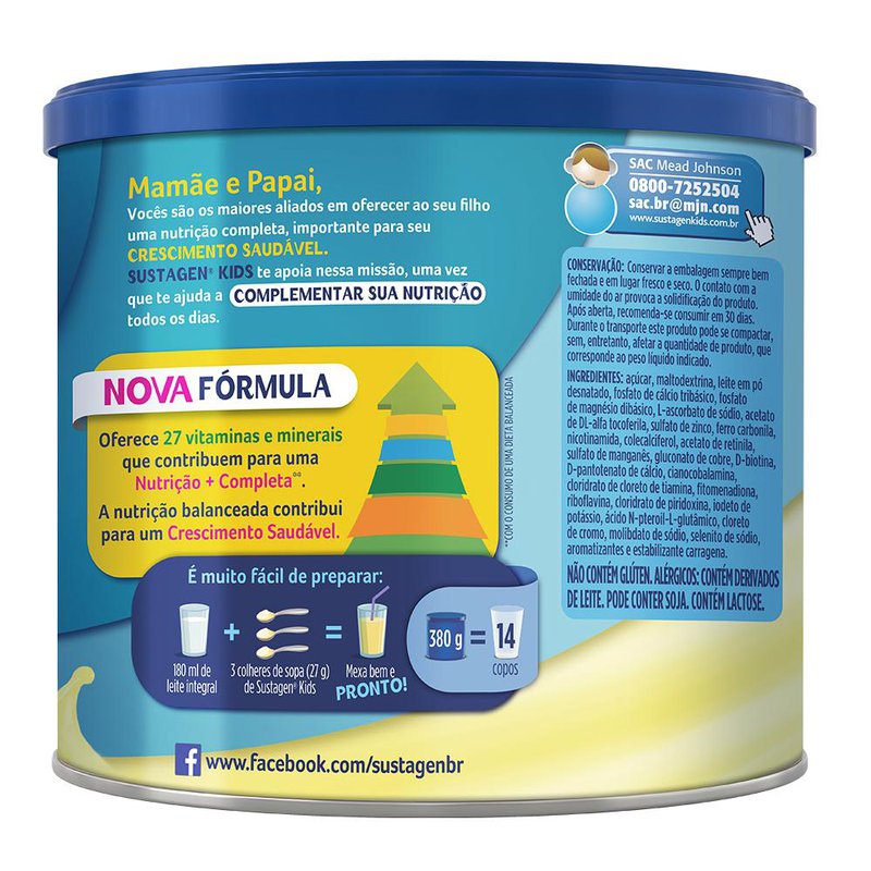 Sustagen Kids Kit 2 unidades de 350g - Baunilha