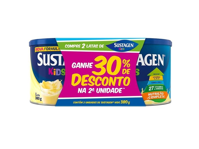 Kit Complemento Alimentar Sustagen Kids Sabor Baunilha 2 Unidades com 380g Cada