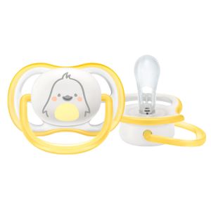 Chupeta Ultra Air Pinguim Philips Avent 0-6 Meses Amarelo e Branco
