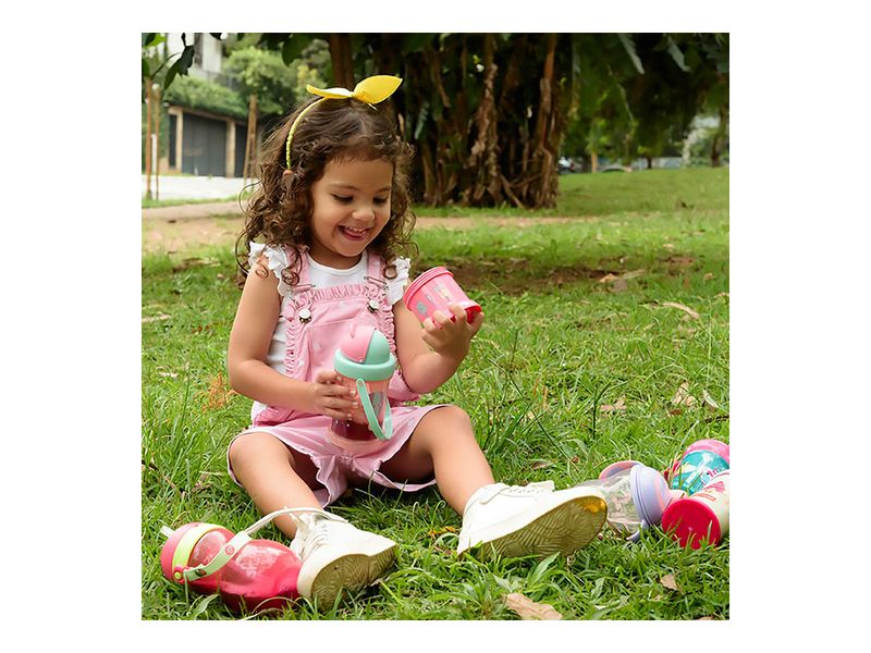 Copo Fisher Price Com Porta Snack Playful Rosa