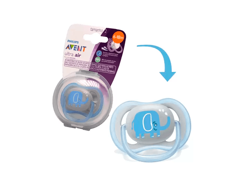 Chupeta-Ultra-Air-Philips-Avent-6-18-Meses-Elefante-Azul-1-Unidade