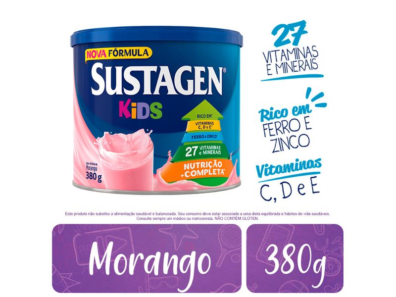 Complemento-Alimentar-Sustagen-Kids-Sabor-Morango-380g