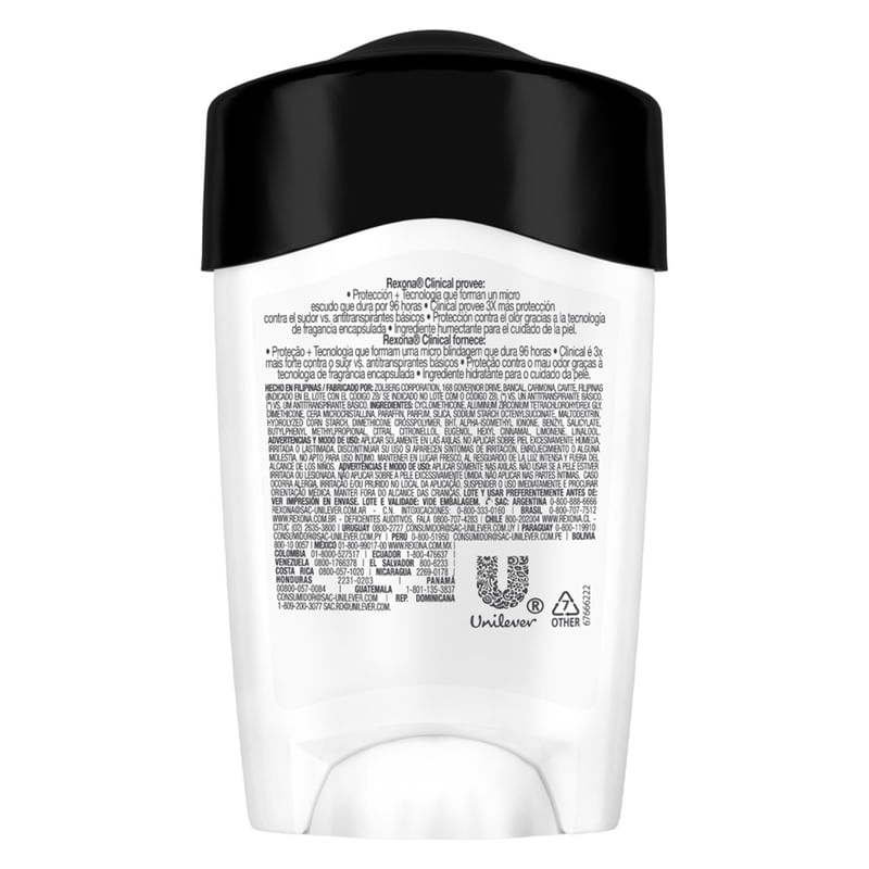 Desodorante Antitranspirante em Creme Rexona Men Clinical Clean 48g