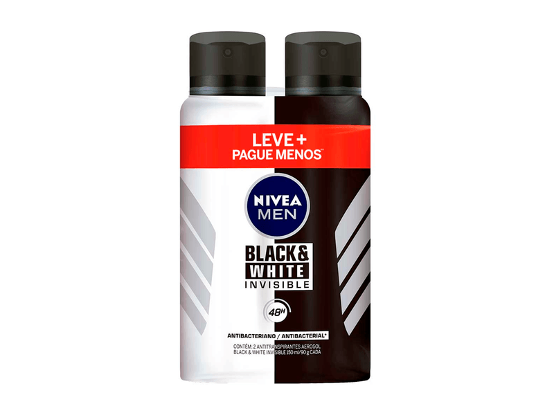 Desodorante Antitranspirante Aerosol Nivea Men Invisible for Black & White Fresh 2 Unidades - 150ml Cada