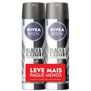 Desodorante Antitranspirante Aerosol Nivea Men Invisible Black & White Fresh 2 Unidades - 150ml Cada