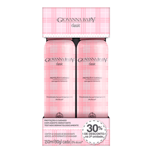 Kit Desodorante Antitranspirante Aerosol Giovanna Baby Classic 2 Unidades 150ml