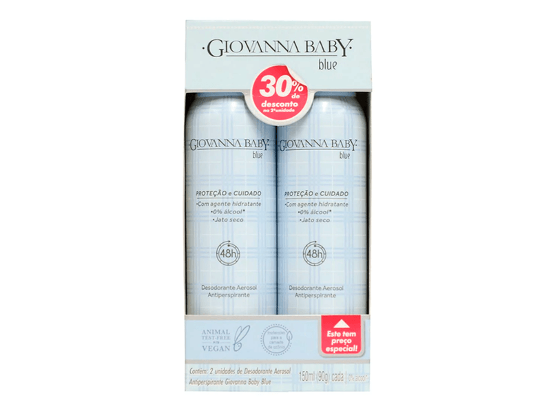 Kit Desodorante Antitranspirante Aerosol Giovanna Baby Blue 2 Unidades 150ml