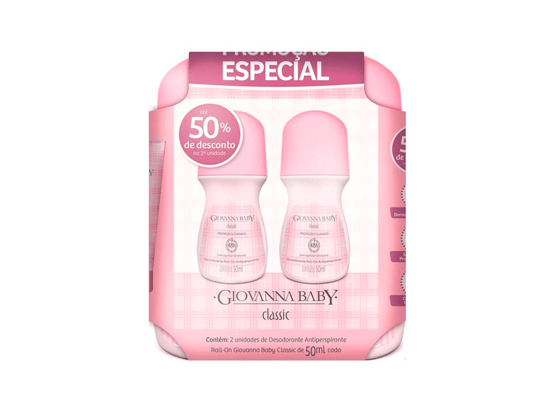 Kit Desodorante Roll-on Giovanna Baby Classic 2 Unidades 50ml Cada
