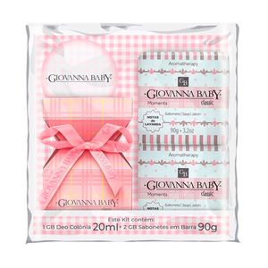 Kit Mini Colônia Giovanna Baby Classic 20ml + Sabonete Giovanna Baby Classic 90g 2 Unidades + Nécessaire