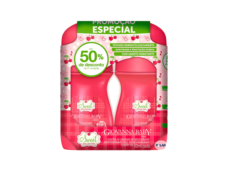 Kit Desodorante Roll-on Giovanna Baby Cherry 2 Unidades 50ml Cada