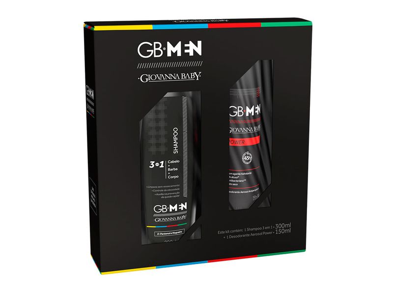 Kit-Shampoo-GB-Men-3em1-com-300ml---Desodorante-Aerosol-Antiperspirante-GB-Men-Power-150ml