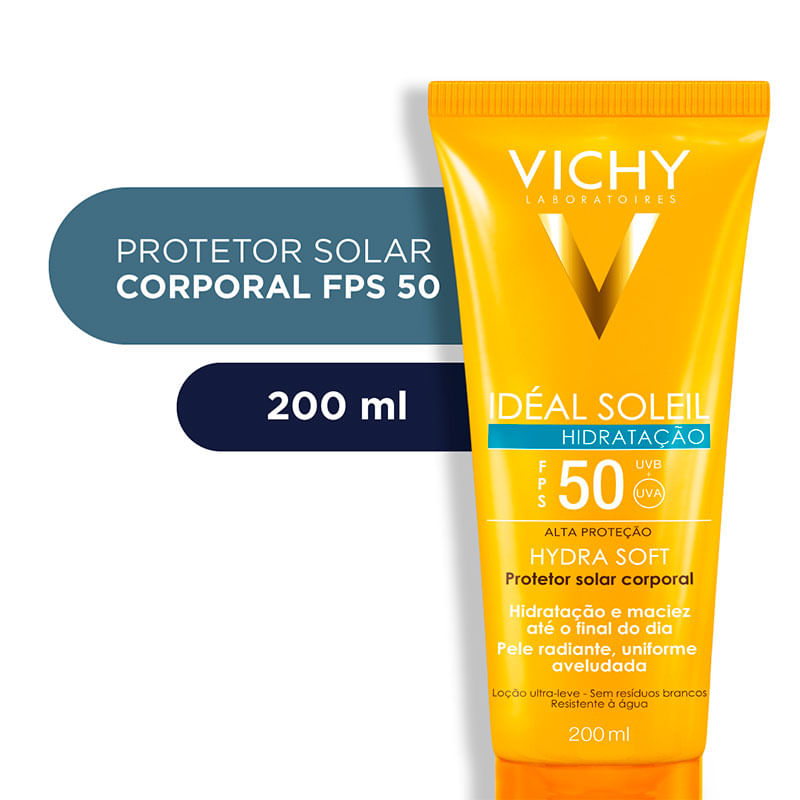 Protetor Solar Corporal Vichy Idéal Soleil Hydrasoft FPS50 200ml