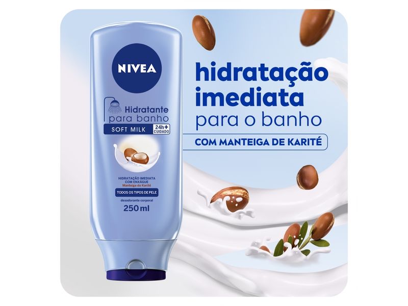 Hidratante Desodorante para Banho Nivea Soft Milk 250ml