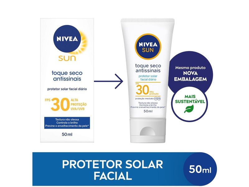 Protetor-Solar-Facial-Antissinais-Nivea-Sun-Toque-Seco-FPS30-50ml