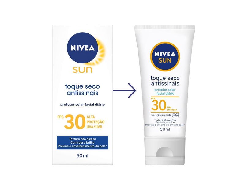 Protetor-Solar-Facial-Antissinais-Nivea-Sun-Toque-Seco-FPS30-50ml