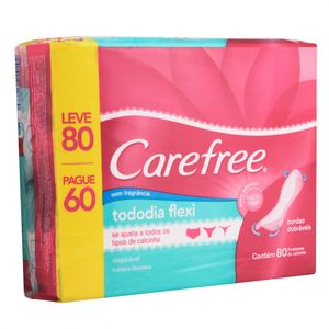 Protetor Carefree todo dia Flexi Sem fragrância 80 Unidades