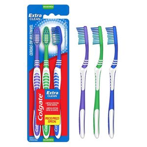 Escova Dental Colgate Extra Clean Média 3 Unidades