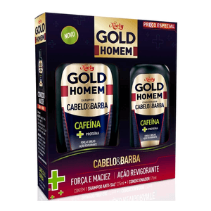 Kit Shampoo Niely Gold Homem Cabelo e Barba 275ml + Condicionador  Cabelo e Barba 175ml