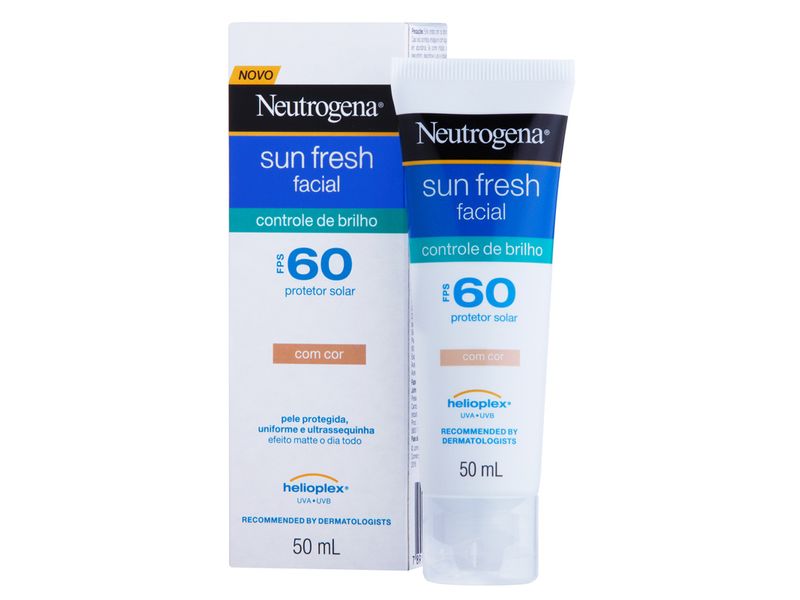 Protetor-Solar-Neutrogena-Sun-Fresh-Facial-Controle-de-Brilho-com-cor-FPS60-50ml