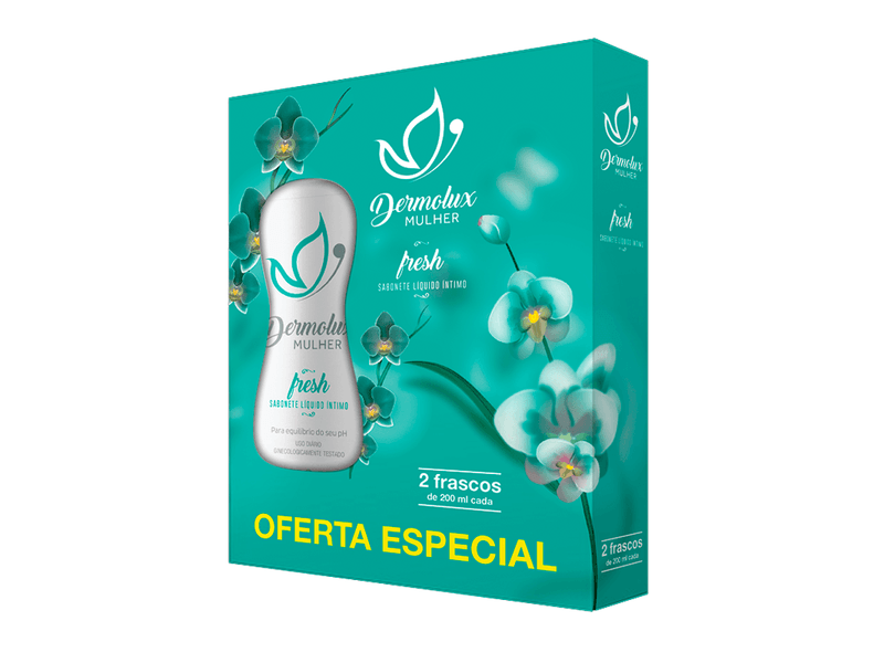 Kit Sabonete Líquido Íntimo Dermolux Mulher Fresh 2 Unidades 200ml