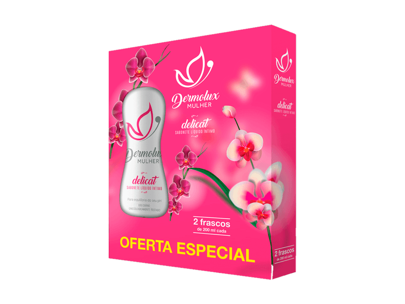 Kit Sabonete Líquido Íntimo Dermolux Mulher Delicat 2 Unidades 200ml
