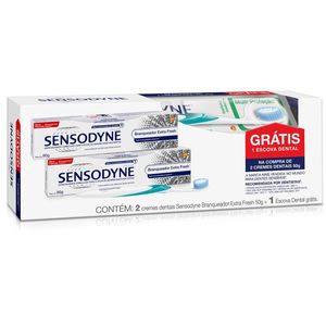 Creme Dental Sensodyne Extra Fresh 2 Unidades 50g + Escova Dental Multi Proteção