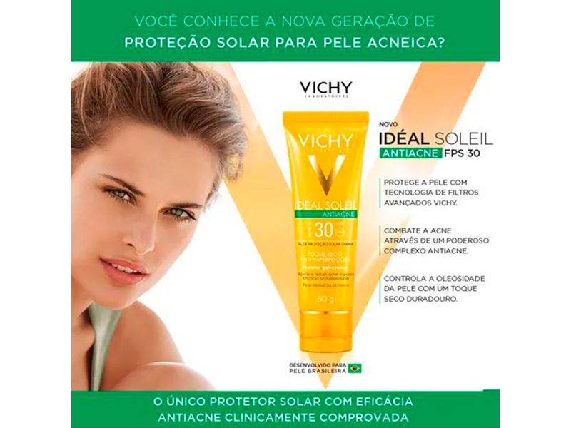 Protetor-Solar-Facial-Vichy-Ideal-Soleil-Antiacne-FPS30-40g