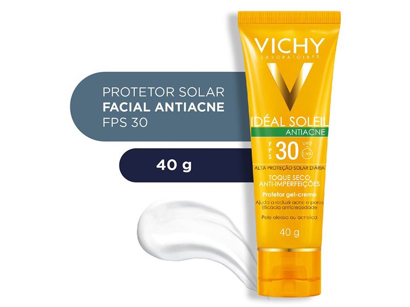Protetor-Solar-Facial-Vichy-Ideal-Soleil-Antiacne-FPS30-40g