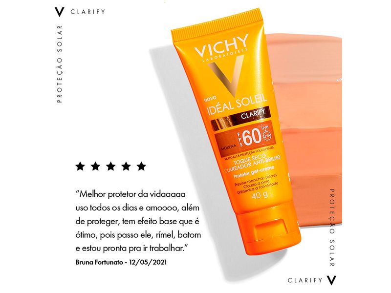 Protetor-Solar-Facial-Vichy-Ideal-Soleil-Clarify-FPS60-Morena-40g