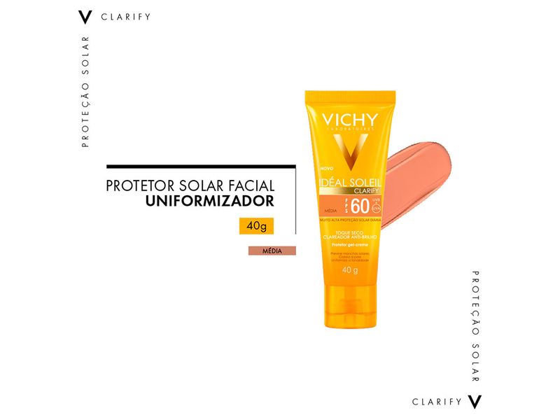 Protetor-Solar-Facial-Vichy-Ideal-Soleil-Clarify-FPS60-Media-40g