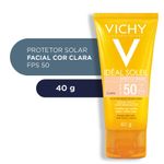 Protetor-Solar-Facial-Vichy-Ideal-Soleil-FPS50-Cor-Clara-40g