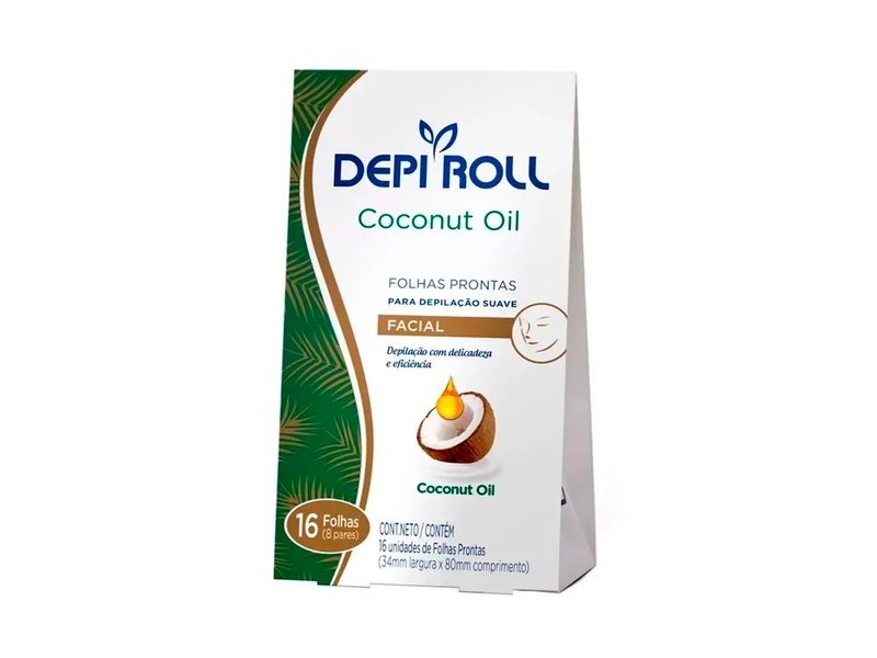 Folhas-Prontas-DepiRoll-Facial-Oleo-Coco-16-unidades