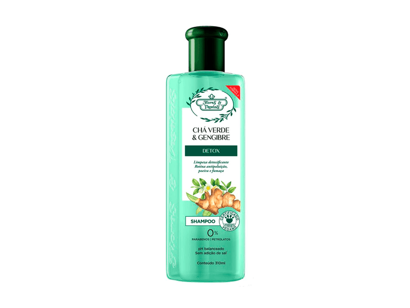 Shampoo Flores e Vegetais Detox Chá Verde e Gengibre 310ml