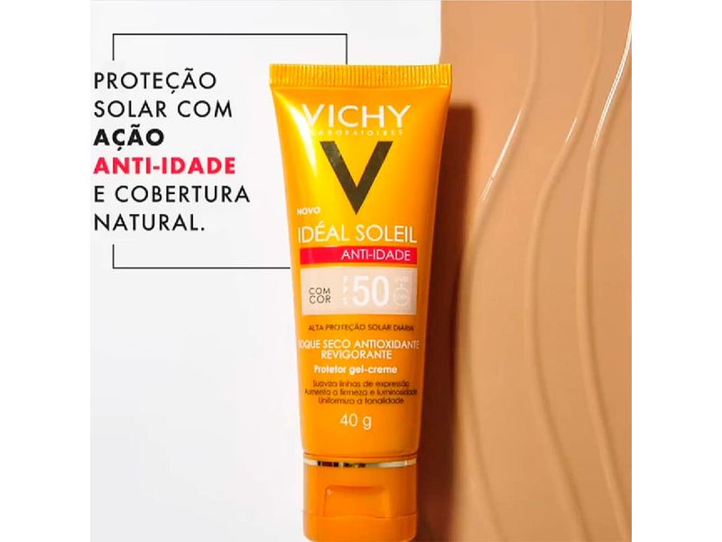 Protetor-Solar-Facial-Vichy-Ideal-Soleil-Anti-idade-FPS50-com-Cor-40g