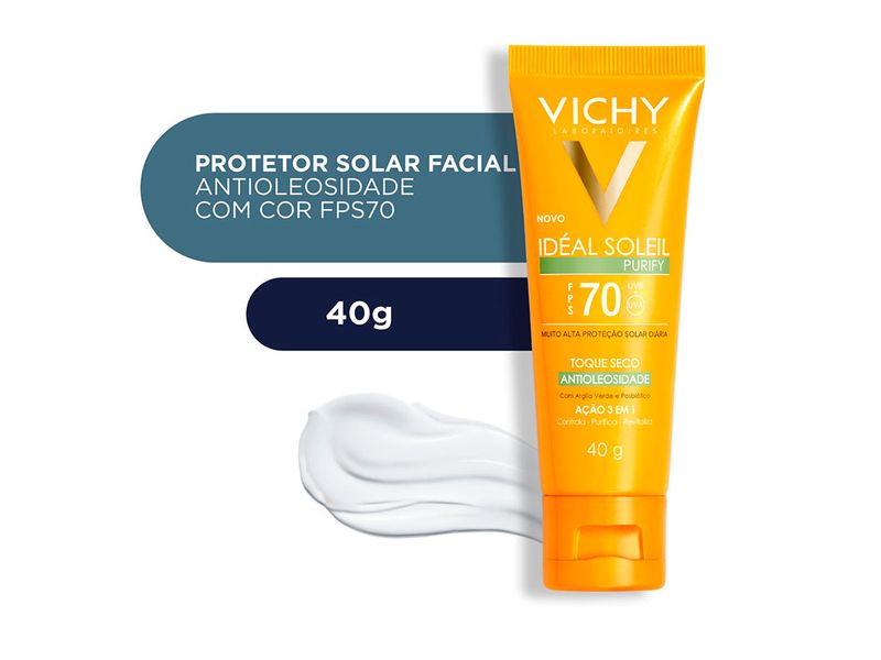 Protetor-Solar-Facial-Vichy-Ideal-Soleil-Purify-FPS70-40g