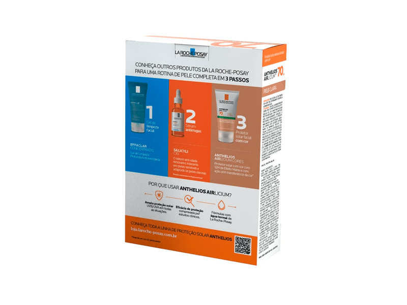 Kit Protetor Solar Facial Anthelios Airlicium Pele Clara FPS 70 40g + Gel Concentrado Effaclar 40g
