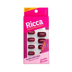 Unhas Postiças Ricca Vermelho Seda