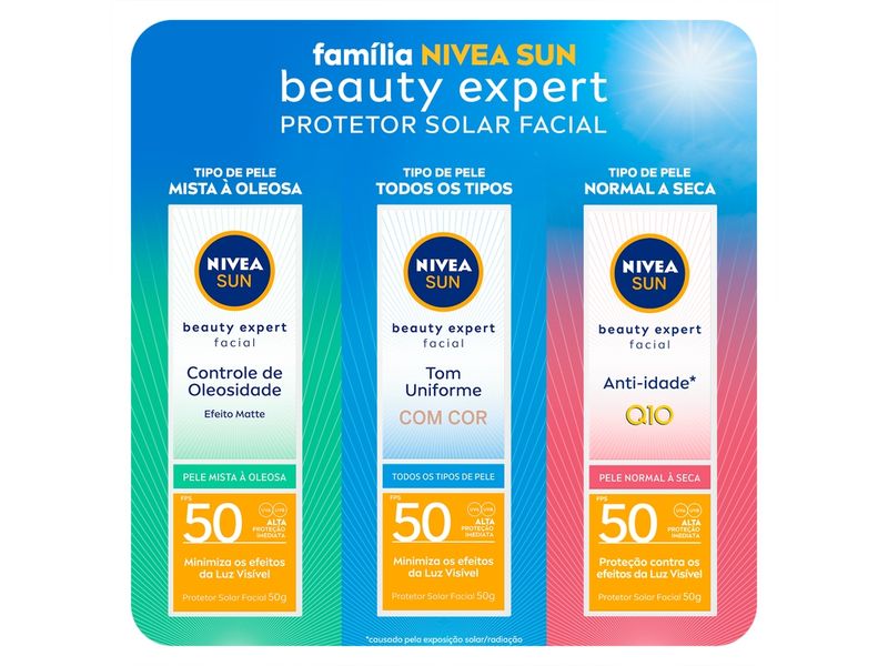 Protetor-Solar-Facial-Nivea-Sun-Beauty-Expert-Com-Cor-FPS50-50g