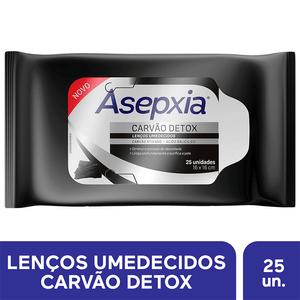 Lenços Umedecidos Asepxia Carvão Detox 25 Unidades