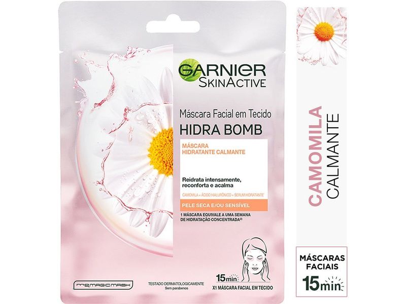 Máscara Facial Garnier SkinActive Calmante Camomila Hidra Bomb 28g