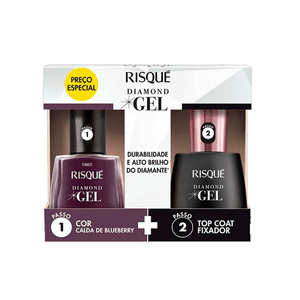 Esmalte Risqué Diamond Gel Calda Blueberry+Top Coat Fixador