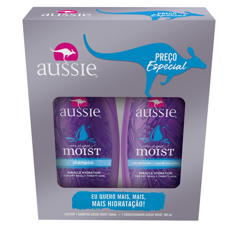 Kit Shampoo Aussie Moist 360ml + Condicionador 180ml