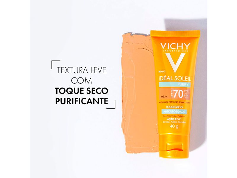 Protetor-Solar-Facial-Vichy-Ideal-Soleil-Purify-FPS70-Cor-Media-40g