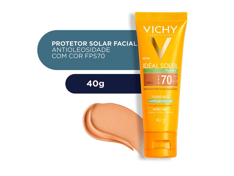 Protetor-Solar-Facial-Vichy-Ideal-Soleil-Purify-FPS70-Cor-Media-40g